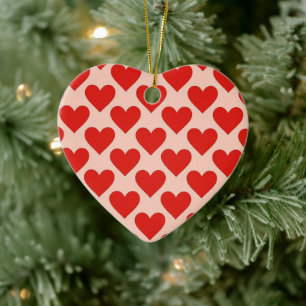 Rotes, traditionelles Herz zum Valentinstag Keramik Ornament