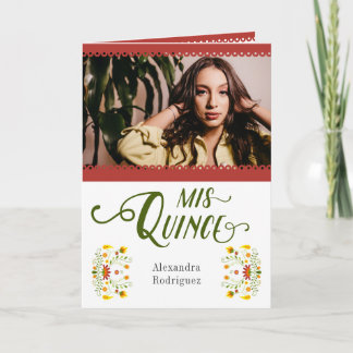 Rotes traditionelles mexikanisches Foto Quinceaner Einladung