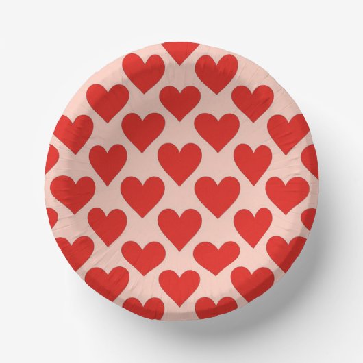 Rotes, traditionelles Valentinstag-Herz Pappteller (Vorderseite)
