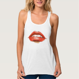 rotes Trägershirt der Frauen Lippen Tank Top