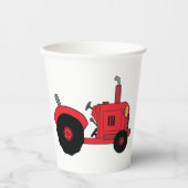 Rotes Traktor-Fahrzeug Pappbecher (Vorderseite)