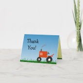 Rotes Traktor-Party danken Ihnen zu merken Dankeskarte (Vorderseite)