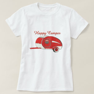 Rotes Tränenförmiges Camping-T-Shirt für Frauen T-Shirt