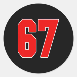 Rotes Trikot Nummer 67 Jersey Big #67 Uniform Lieb Runder Aufkleber