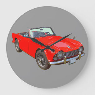 Rotes Triumph Tr4 Cabrio Sportwagen Große Wanduhr