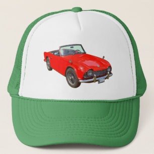 Rotes Triumph Tr4 Cabrio Sportwagen Truckerkappe