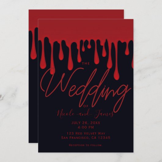 Rotes Tropfen Blut Tropfen Halloween Hochzeit Einladung (Vorne/Hinten)