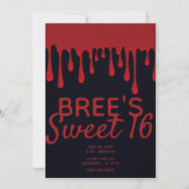 Rotes Tropfen Blut Tropfen Halloween Sweet 16 Part Einladung (Vorderseite)