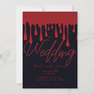 Rotes tropfendes Blut tropft Halloween-Hochzeit Einladung