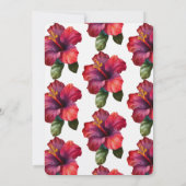 Rotes tropisches Hibiskus Blumengebirge Brautparty Einladung (Rückseite)