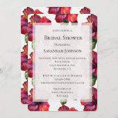 Rotes tropisches Hibiskus Blumengebirge Brautparty Einladung (Vorne/Hinten)