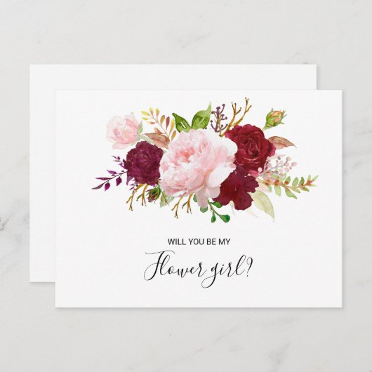 Rotes Tropisches und romantisches Blumenmädchen Einladungspostkarte (Vorne/Hinten)