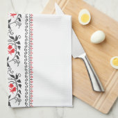 Rotes Tulpenmuster Handtuch (Viertel Falte)