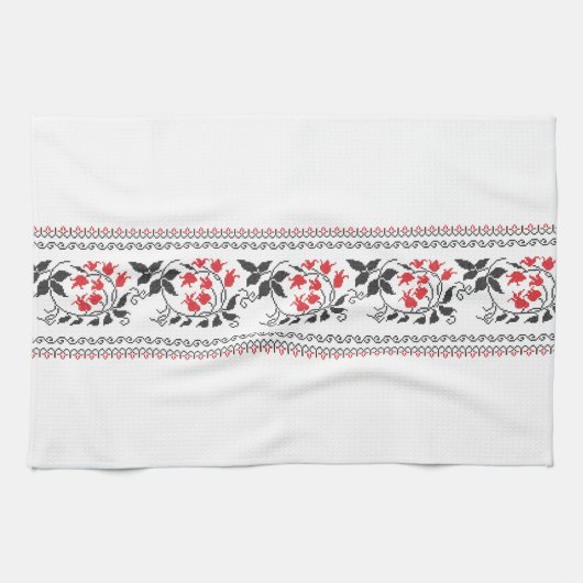 Rotes Tulpenmuster Handtuch (Horizontal)