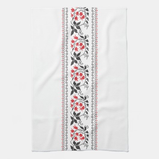 Rotes Tulpenmuster Handtuch (Vertikal)