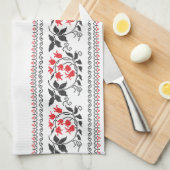 Rotes Tulpenmuster Küchentuch (Viertel Falte)
