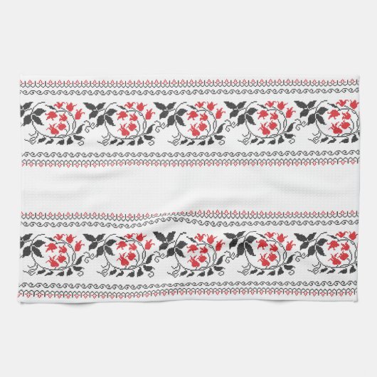 Rotes Tulpenmuster Küchentuch (Horizontal)