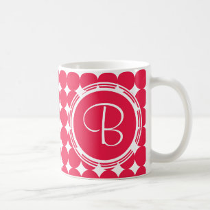 Rotes Tupfen-Monogramm Kaffeetasse