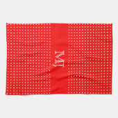 Rotes Tupfenmuster-Monogramm Geschirrtuch (Horizontal)