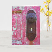 Rotes Tür-Schlüsselloch Karte (Gelbe Blume)