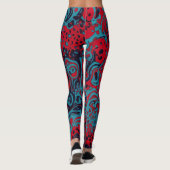 Rotes Türkis Marmor Abstract Muster Leggings (Rückseite)