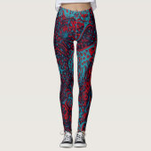 Rotes Türkis Marmor Abstract Muster Leggings (Vorderseite)