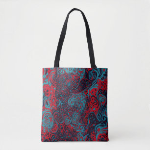 Rotes Türkis Marmor Abstract Muster Tasche