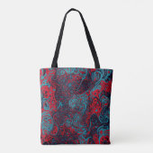 Rotes Türkis Marmor Abstract Muster Tasche (Rückseite)