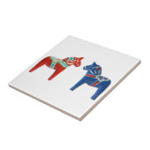 Rotes u. blaues Dala Pferd Fliese (Seite)