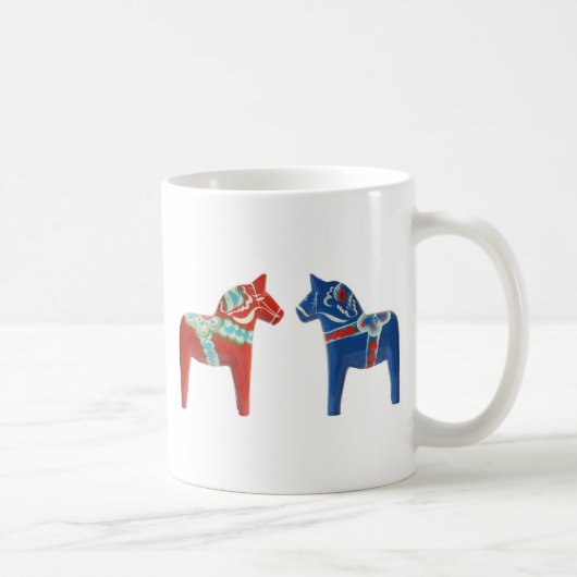 Rotes u. blaues Dala Pferd Kaffeetasse (Rechts)
