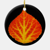 Rotes u. gelbes Aspen-Blatt #10 Keramikornament (Hinten)