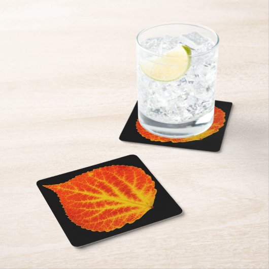 Rotes u. gelbes Aspen-Blatt #10 Rechteckiger Pappuntersetzer (Vor Ort)