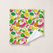 Rotes u. gelbes tropische Frucht-Muster Badhandtuch Set (Waschlappen)