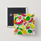 Rotes u. gelbes tropische Frucht-Muster Button (Vorne & Hinten)
