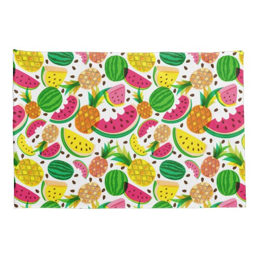 Rotes u. gelbes tropische Frucht-Muster Kissenbezug (Rückseite-Rechts)