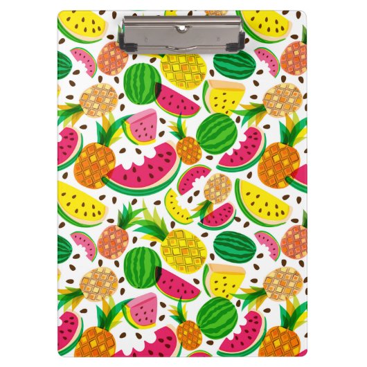 Rotes u. gelbes tropische Frucht-Muster Klemmbrett (Vorderseite)