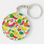 Rotes u. gelbes tropische Frucht-Muster Schlüsselanhänger (Rückseite)