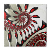 Rotes u. schwarzes gewundenes Fraktal Fliese (Vorderseite)