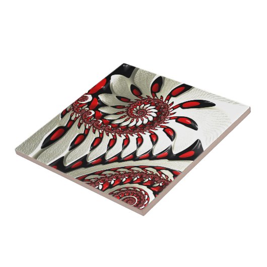 Rotes u. schwarzes gewundenes Fraktal Fliese (Seite)