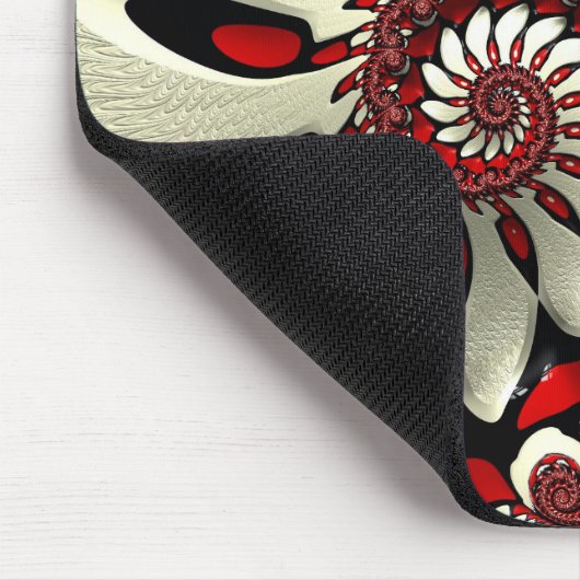 Rotes u. schwarzes gewundenes Fraktal Mousepad (Ecke)