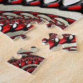 Rotes u. schwarzes gewundenes Fraktal Puzzle (Seite)