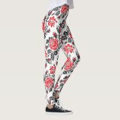 Rotes u. schwarzes Rose Kreuzstich Russe-Muster Leggings (Rechts)