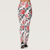 Rotes u. schwarzes Rose Kreuzstich Russe-Muster Leggings (Rückseite)