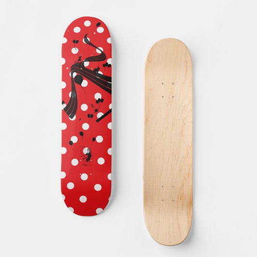 Rotes u. weißes Tupfen-Baut.-Skateboard Skateboard (Vorderseite)