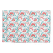 Rotes und Aquamarin weißes Untergrundmuster Paisle Kissenbezug (Rückseite-Links)