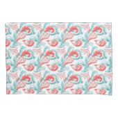 Rotes und Aquamarin weißes Untergrundmuster Paisle Kissenbezug (Vorderseite-Links)