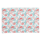 Rotes und Aquamarin weißes Untergrundmuster Paisle Kissenbezug (Vorderseite-Rechts)