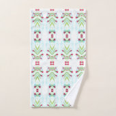 Rotes und Aquamarines Blumenmuster Badhandtuch Set (Handtuch)