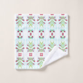 Rotes und Aquamarines Blumenmuster Badhandtuch Set (Waschlappen)