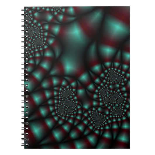 Rotes und Aquamarines Fraktal Notizblock (Vorderseite)